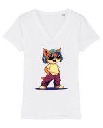 Cool cat Tricou mânecă scurtă guler V Damă Evoker