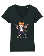 Meowfia cat vibes Tricou mânecă scurtă guler V Damă Evoker