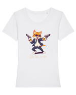 Meowfia cat vibes Tricou mânecă scurtă guler larg fitted Damă Expresser