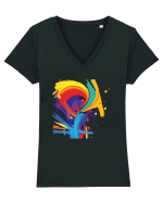 Abstract Tricou mânecă scurtă guler V Damă Evoker