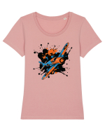 Vintage Wings - Airplane color splash BLTP15-02 Tricou mânecă scurtă guler larg fitted Damă Expresser
