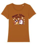 Melcul de curse - Never slow down  Tricou mânecă scurtă guler larg fitted Damă Expresser