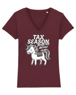 Tax season - unicornii contabili Tricou mânecă scurtă guler V Damă Evoker