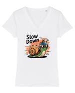 Melc simpatic  Tricou mânecă scurtă guler V Damă Evoker