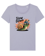 Melc simpatic  Tricou mânecă scurtă guler larg fitted Damă Expresser