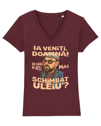 Ia veniti doamna! De cand n-ati mai schimbat uleiu'? Burgundy