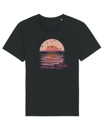 Flying Birds at Sunset Black