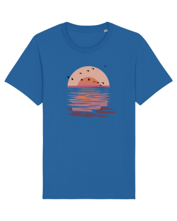 Flying Birds at Sunset Royal Blue