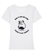 „Născut să alerg, forțat să mănânc sarmale” Tricou mânecă scurtă guler larg fitted Damă Expresser