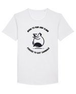„Născut să alerg, forțat să mănânc sarmale” Tricou mânecă scurtă guler larg Bărbat Skater