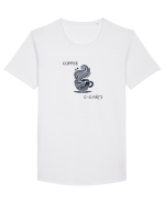 „Coffee c-o păți” Tricou mânecă scurtă guler larg Bărbat Skater
