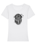 Floare abstractă Tricou mânecă scurtă guler larg fitted Damă Expresser