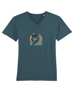 Flamingo cu ochelari  Tricou mânecă scurtă guler V Bărbat Presenter