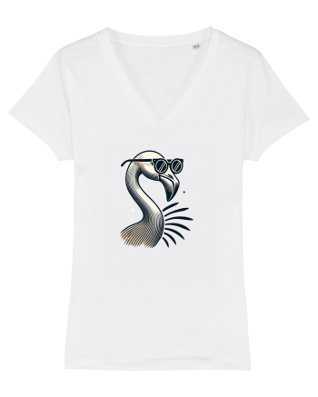 Flamingo minimalist cu ochelari White