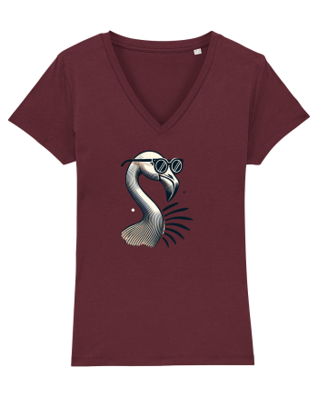 Flamingo minimalist cu ochelari Burgundy