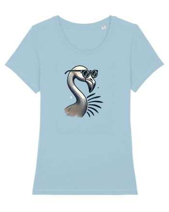 Flamingo minimalist cu ochelari Sky Blue