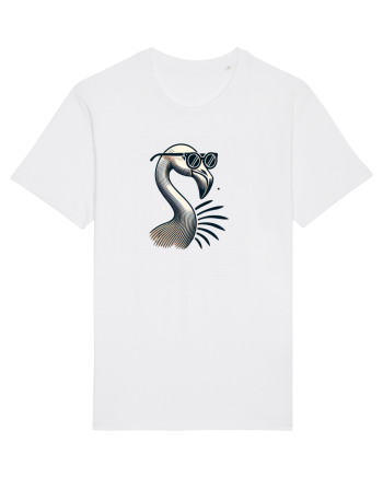 Flamingo minimalist cu ochelari White
