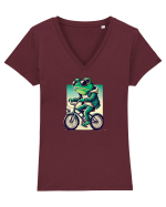 Riding frog Tricou mânecă scurtă guler V Damă Evoker