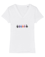 Birds perched Tricou mânecă scurtă guler V Damă Evoker