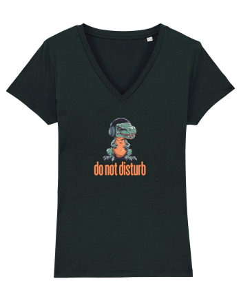 DO NOT DISTURB -Dinozaur T Rex care asculta muzica Black