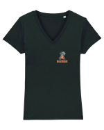 DO NOT DISTURB 2 - Dinozaur T Rex care asculta muzica Tricou mânecă scurtă guler V Damă Evoker