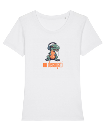 NU DERANJATI - Dinozaur T Rex care asculta muzica White