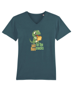 JUST HERE FOR THE SNACKS - DINOZAUR - SUNT AICI PENTRU GUSTARI Tricou mânecă scurtă guler V Bărbat Presenter