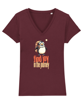 FIND JOY IN THE JOURNEY - PINGUIN - BUCURA-TE DE CALATORIE / DRUM Burgundy