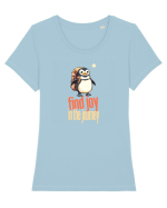 FIND JOY IN THE JOURNEY - PINGUIN - BUCURA-TE DE CALATORIE / DRUM Tricou mânecă scurtă guler larg fitted Damă Expresser
