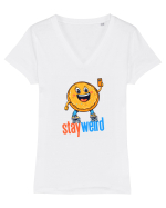 STAY WEIRD - Gogoasa - selfie Tricou mânecă scurtă guler V Damă Evoker