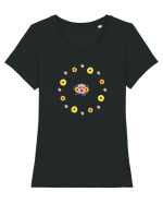 Flowers Tricou mânecă scurtă guler larg fitted Damă Expresser