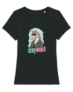 STAY WEIRD - Unicorn - rocker - geaca de piele Tricou mânecă scurtă guler larg fitted Damă Expresser