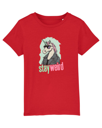 STAY WEIRD - Unicorn - rocker - geaca de piele Red