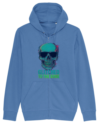 Glitched to the Bone Skull Bright Blue