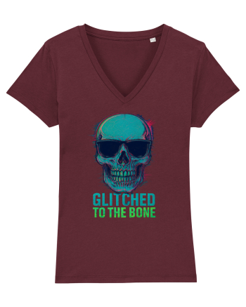 Glitched to the Bone Skull Burgundy
