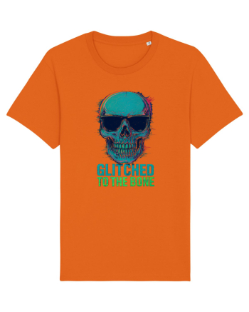 Glitched to the Bone Skull Bright Orange