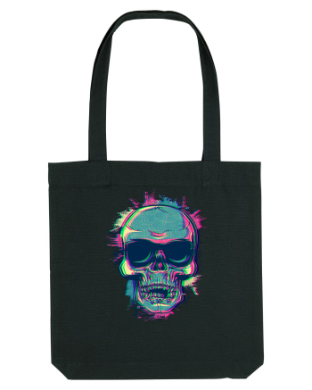 Neon Glitchy Bloom Skull | Vaporwave Trippy Techno Rave EDM Party  Black