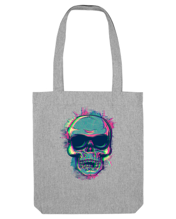Neon Glitchy Bloom Skull | Vaporwave Trippy Techno Rave EDM Party  Heather Grey