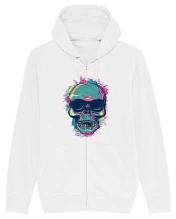Neon Glitchy Bloom Skull | Vaporwave Trippy Techno Rave EDM Party  White