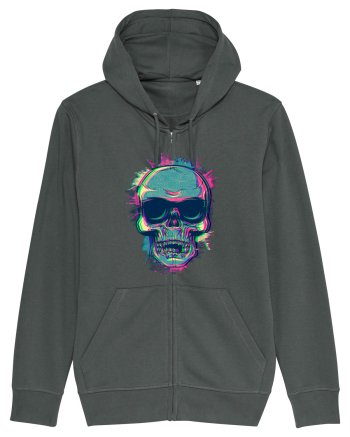 Neon Glitchy Bloom Skull | Vaporwave Trippy Techno Rave EDM Party  Anthracite