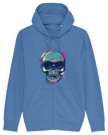 Neon Glitchy Bloom Skull | Vaporwave Trippy Techno Rave EDM Party  Bright Blue