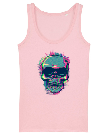 Neon Glitchy Bloom Skull | Vaporwave Trippy Techno Rave EDM Party  Cotton Pink