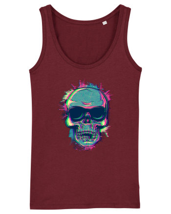 Neon Glitchy Bloom Skull | Vaporwave Trippy Techno Rave EDM Party  Burgundy
