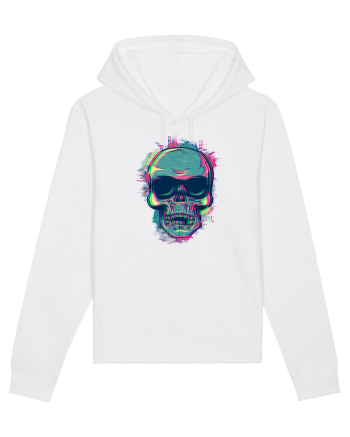 Neon Glitchy Bloom Skull | Vaporwave Trippy Techno Rave EDM Party  White