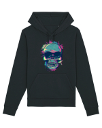 Neon Glitchy Bloom Skull | Vaporwave Trippy Techno Rave EDM Party  Hanorac Unisex Drummer