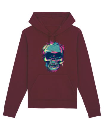 Neon Glitchy Bloom Skull | Vaporwave Trippy Techno Rave EDM Party  Burgundy