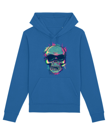 Neon Glitchy Bloom Skull | Vaporwave Trippy Techno Rave EDM Party  Royal Blue