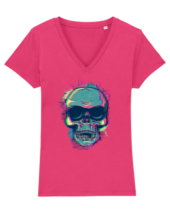 Neon Glitchy Bloom Skull | Vaporwave Trippy Techno Rave EDM Party  Raspberry