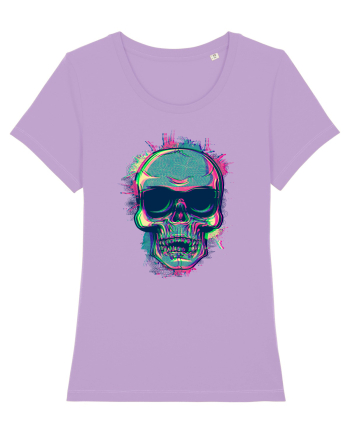 Neon Glitchy Bloom Skull | Vaporwave Trippy Techno Rave EDM Party  Lavender Dawn