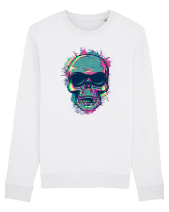 Neon Glitchy Bloom Skull | Vaporwave Trippy Techno Rave EDM Party  White